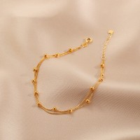 钛钢轻奢18K金双层小圆珠转运珠手链女气质百搭不掉色女神节礼物