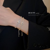 韩东大门方形锆石可调节手链女简约轻奢手环个性气质高级感手饰