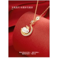 玉兔项链女新年新款仿和田玉吊坠轻奢气质小众兔年本命年