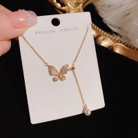 高品质小众设计感时尚精致抽拉式蝴蝶项链女气质高级感百搭颈链