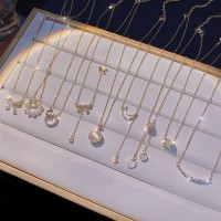 韩版ins风钛钢项链女生高级感百搭小众珍珠锁骨链吊坠配饰品