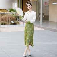 2024年新款女套装表象抒情春夏原创新中式古典连衣裙改良旗袍