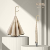 配色手柄大号车用长柄雨伞定制抗暴风雨广告礼品自动双层反向伞