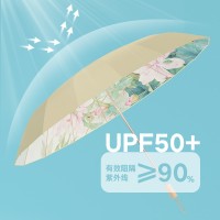 夏季新款三折16骨手开彩胶晴雨两用新中式风遮阳伞女士遮阳伞