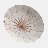 夏季新款三折16骨手开彩胶晴雨两用新中式风遮阳伞女士遮阳伞