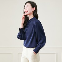 2024年气质小立领真丝衬衫