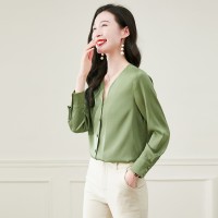2024年春夏气质v领真丝衬衫