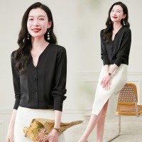 2024年春夏气质v领真丝衬衫