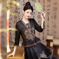 【金枝醉颜】▎【轻纱故梦】2024夏款提花缎复古中式交领开衫上衣