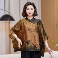 【夏季女装新款】时尚洋气优雅新中式贵妇立领上衣