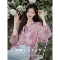 花与爱丽丝系列-小衫2024春季新款洋气独特别致上衣