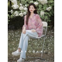 花与爱丽丝系列-小衫2024春季新款洋气独特别致上衣