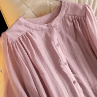 法式高级感衬衫女显瘦圆领夏季短袖t恤女上衣轻薄透气小衫潮