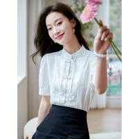 配马面裙的衬衣夏季短袖新中式衬衫风汉元素改良汉服女款上衣