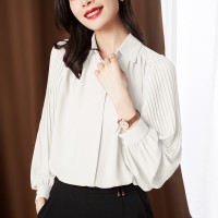 雪纺衬衫女长袖2024新款春装大码时尚洋气上衣白色女士衬衣
