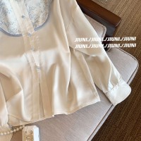 复古新中式立领提花长袖衬衫女春2024新款气质优雅改良汉元素衬衣