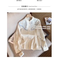 复古新中式立领提花长袖衬衫女春2024新款气质优雅改良汉元素衬衣