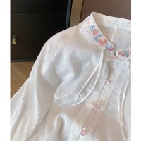 新中式GUO风刺绣立领衬衫女春季2024设计感改良旗袍禅意唐装上衣
