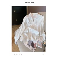 新中式GUO风刺绣立领衬衫女春季2024设计感改良旗袍禅意唐装上衣