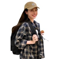 美式复古格子衬衫女2024春夏新款宽松设计感小众别致长袖上衣外套