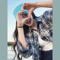 2024年法式格子衬衫早春季长袖上衣女新款小众时尚春秋季衬衣外套