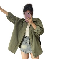 港风复古衬衫外套女薄款2024早春新款女装宽松长袖设计感上衣衬衣
