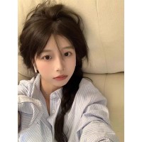 brandyBM同款条纹长袖宽松衬衫女bm男友风休闲翻领上衣