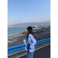蓝色条纹衬衫女春季新款设计感小众宽松衬衣韩系独特别致长袖上衣