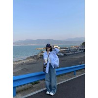 蓝色条纹衬衫女春季新款设计感小众宽松衬衣韩系独特别致长袖上衣