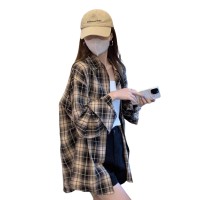 格子衬衫外套女2024夏季新款薄款设计感小众长袖上衣防晒衬衣