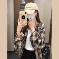 格子衬衫外套女2024夏季新款薄款设计感小众长袖上衣防晒衬衣