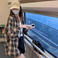 格子衬衫外套女2024夏季新款薄款设计感小众长袖上衣防晒衬衣