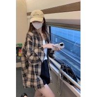 格子衬衫外套女2024夏季新款薄款设计感小众长袖上衣防晒衬衣