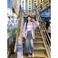 奶糯紫色纯棉衬衫外套女秋季新款polo衬衣设计感小众叠穿长袖上衣