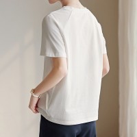 新中式GUO风盘扣短袖T恤女夏季优雅气质简约白色半袖上衣