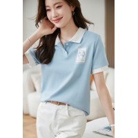 2024夏季时尚学院风百搭减龄宽松短袖T恤女高级感POLO衫