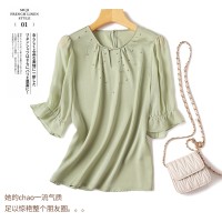 雅贵的美韵她会带给你满满回忆~真丝桑CAN丝上衣女2024新款时尚