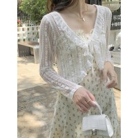 2024新薄款度假防晒开衫女夏天甜美淑女薄纱吊带外搭夏季罩衫上衣