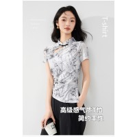 2024夏季GUO风小众设计感时尚简约百搭新中式T恤上衣小衫女