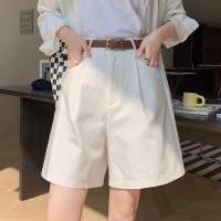 棉麻工装短裤女夏季薄款高腰韩版宽松休闲阔腿裤小个子时尚热裤潮