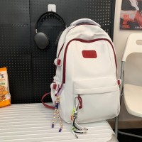 背包男款时尚轻便高中生韩版百搭双肩包撞色初中女生书包