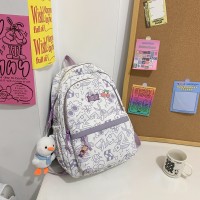 中学生书包女孩新款休闲印花涂鸦双肩包日系简约小学生背包时尚
