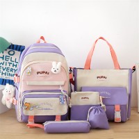 双肩包女轻便新款牛津布小学生五件套书包学院风中学生背包