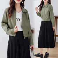 小个子短款皮衣外套女2024春装新款休闲宽松百搭pu夹克机车服上衣