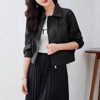 小个子短款皮衣外套女2024春装新款休闲宽松百搭pu夹克机车服上衣
