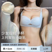 提拉公主手掌杯内衣小胸聚拢显大平胸无痕收副乳防下垂文胸罩加厚
