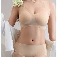 无痕无尺码内衣女聚拢小胸固定杯上托本命年新年结婚新娘文胸套装