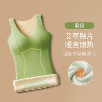 保暖背心女加绒冬季内穿无痕带胸垫德绒自发热防寒秋衣一体绒打底