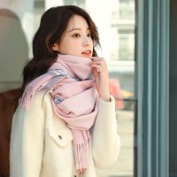秋冬季仿羊绒围巾新款冬季披肩围巾女加厚保暖流苏scarf围脖