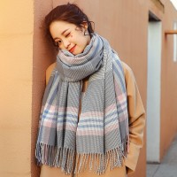 秋冬季仿羊绒围巾新款冬季披肩围巾女加厚保暖流苏scarf围脖